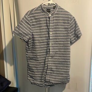 Armani Exchange Casual Blue and White Button Down Shirt
